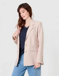 Blazer long crêpe beige