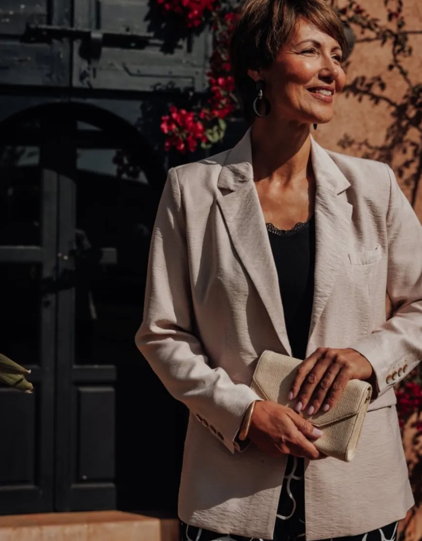 Blazer long crêpe beige