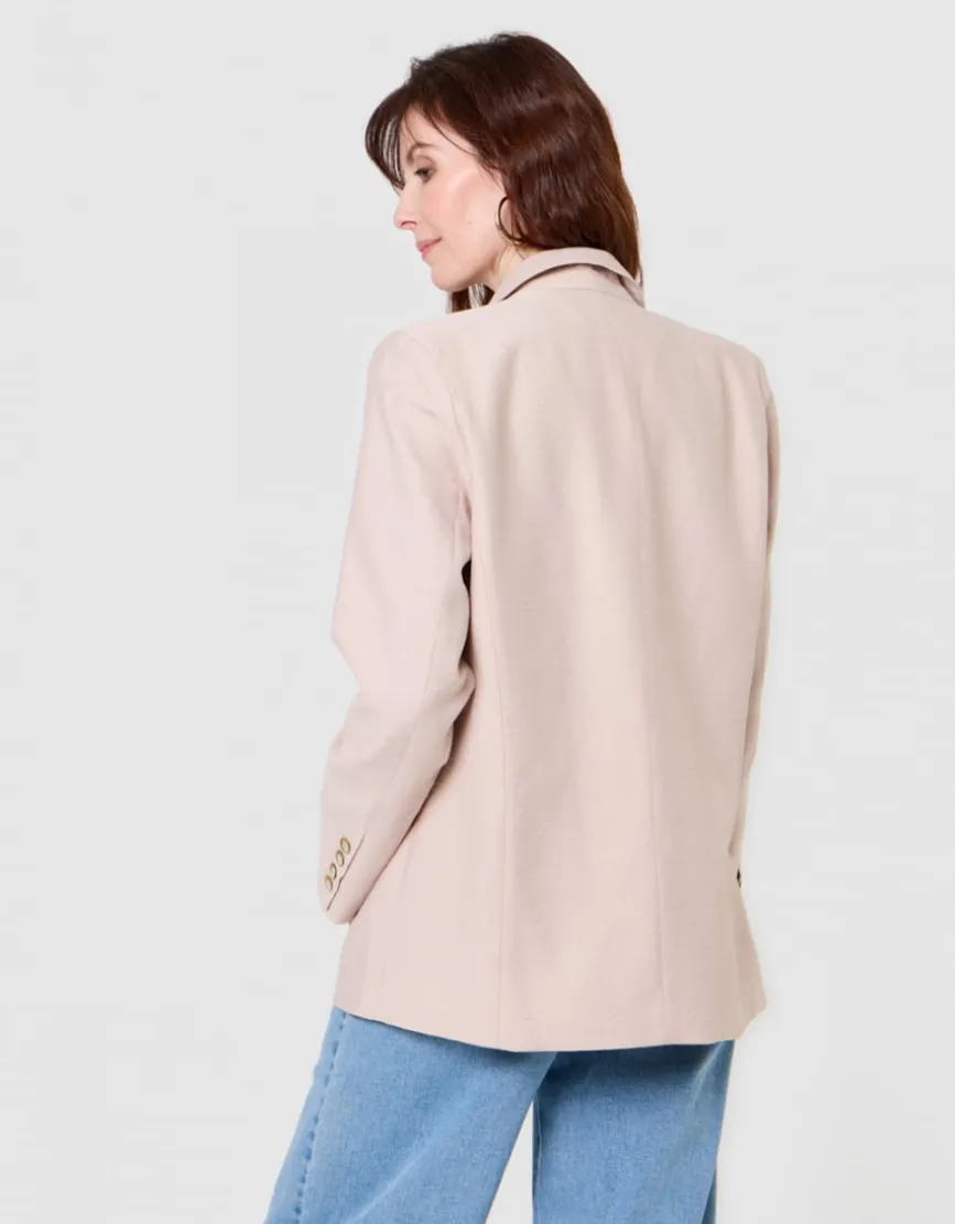 Blazer long crêpe beige