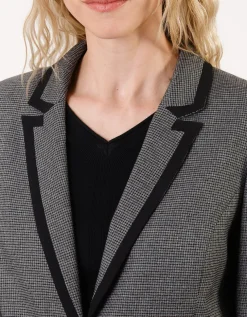 Blazer long gris motif
