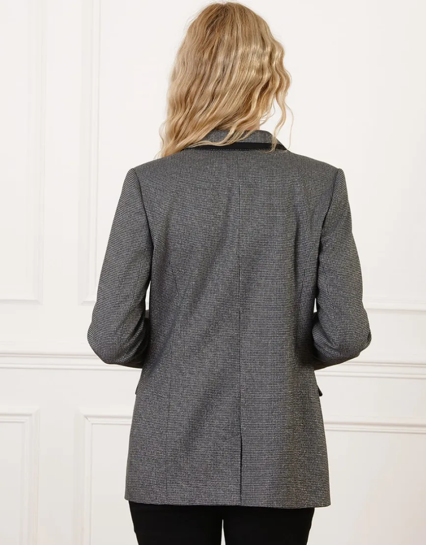 Blazer long gris motif