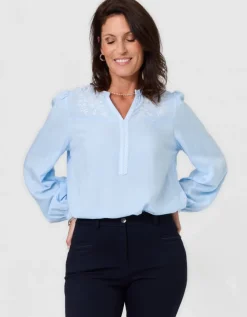 Blouse broderie bleu
