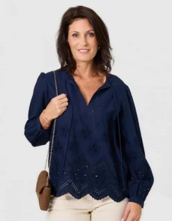 Blouse broderie marine