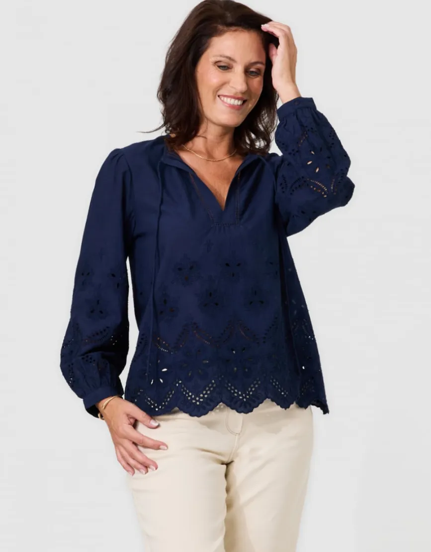 Blouse broderie marine