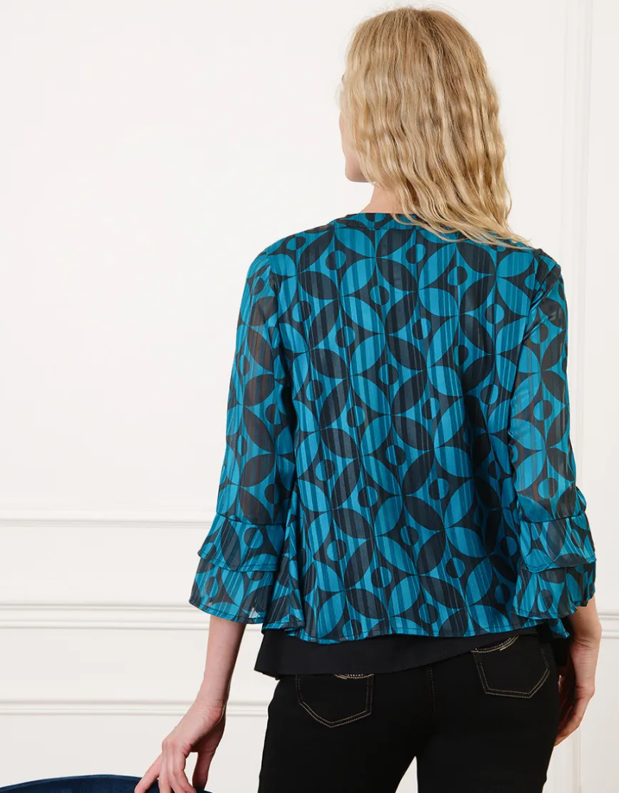 Blouse chic motif bleu