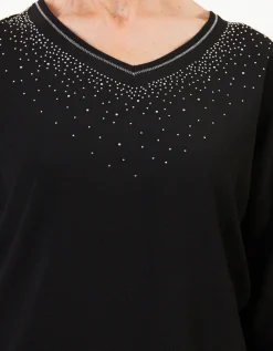 Blouse chic strass noir