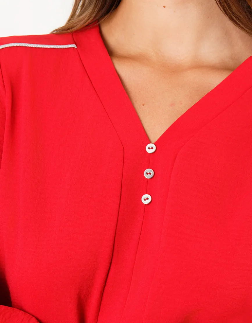 Blouse col V rouge