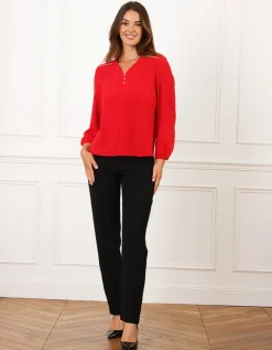 Blouse col V rouge