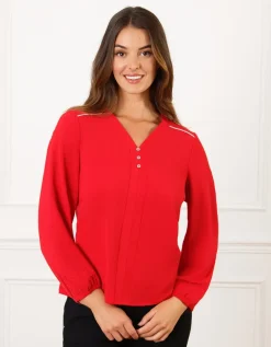 Blouse col V rouge