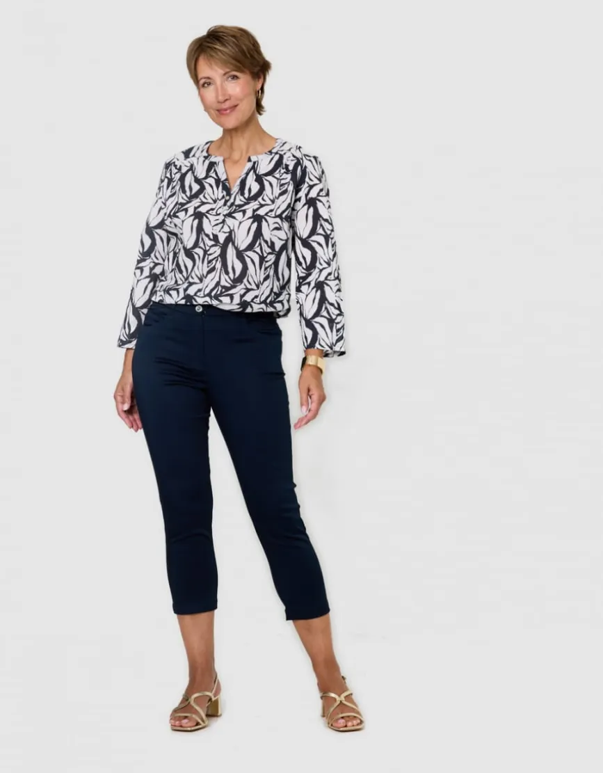 Blouse coton motif marine