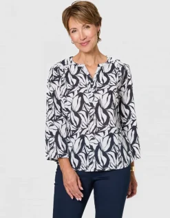 Blouse coton motif marine
