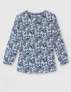 Blouse fluide motif bleu