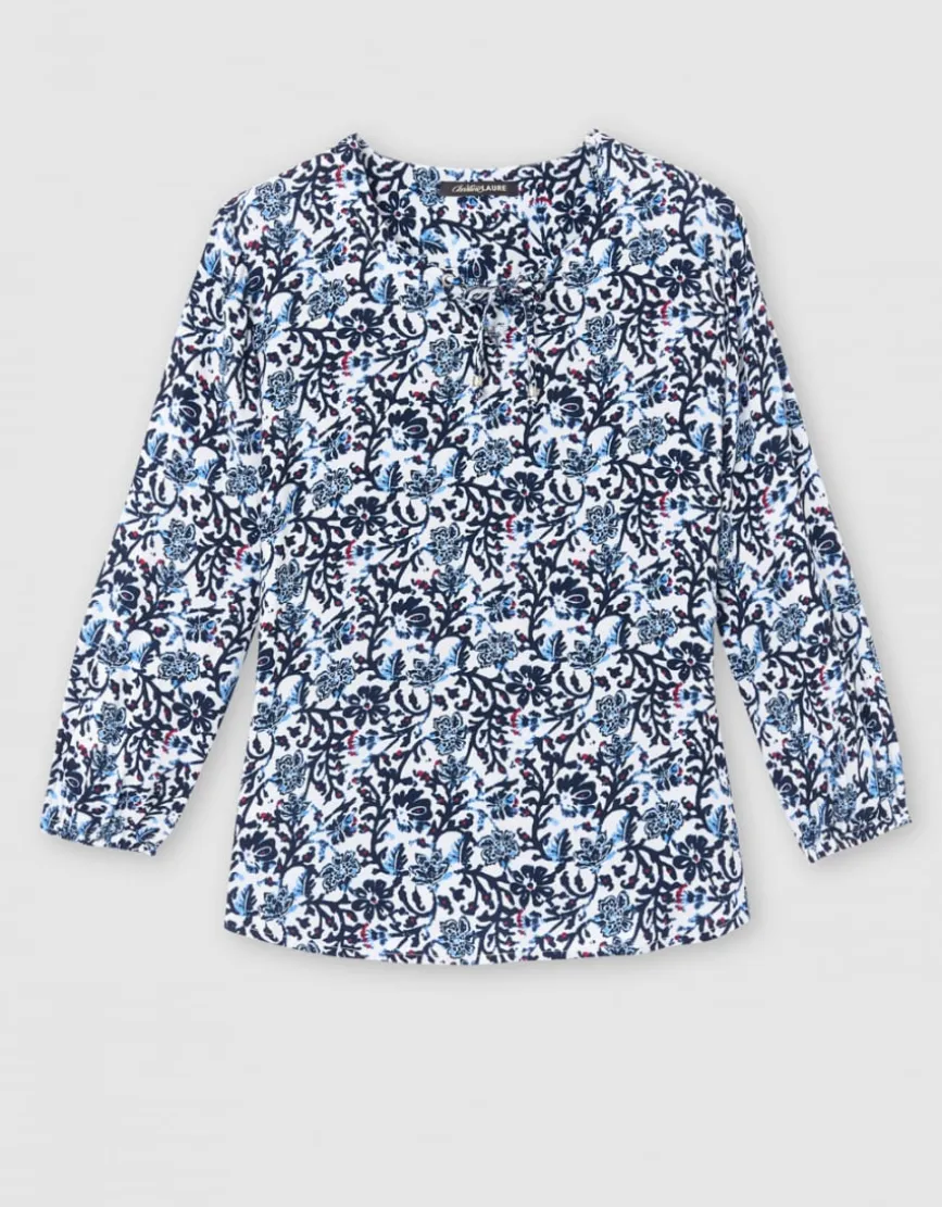Blouse fluide motif bleu