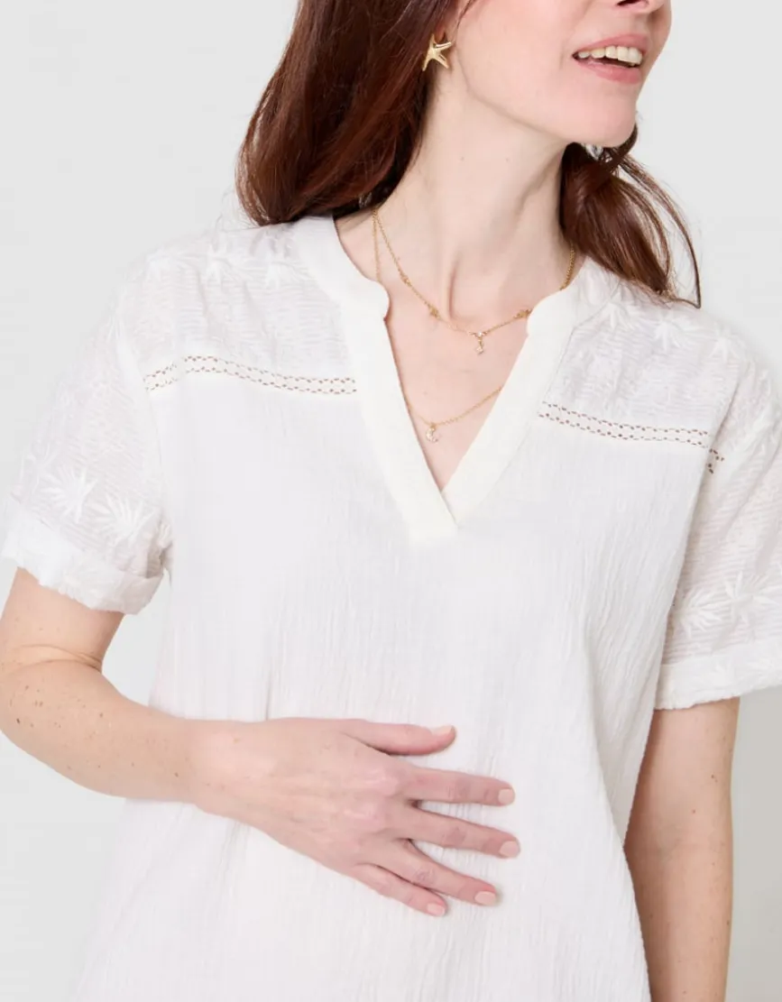 Blouse gaze coton blanc
