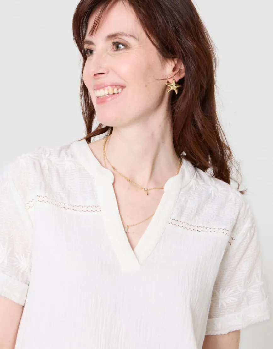 Blouse gaze coton blanc
