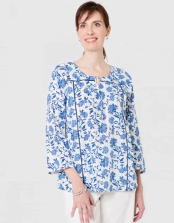 Blouse imprimé coton bleu