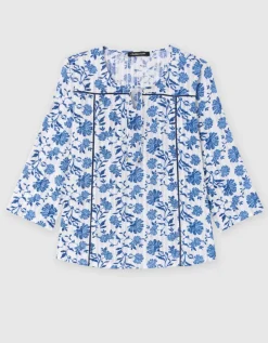 Blouse imprimé coton bleu
