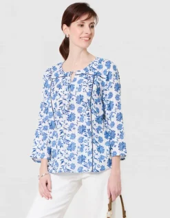 Blouse imprimé coton bleu
