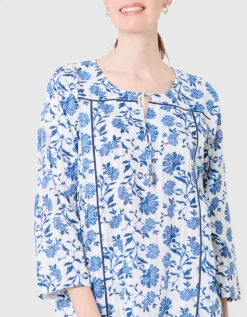 Blouse imprimé coton bleu