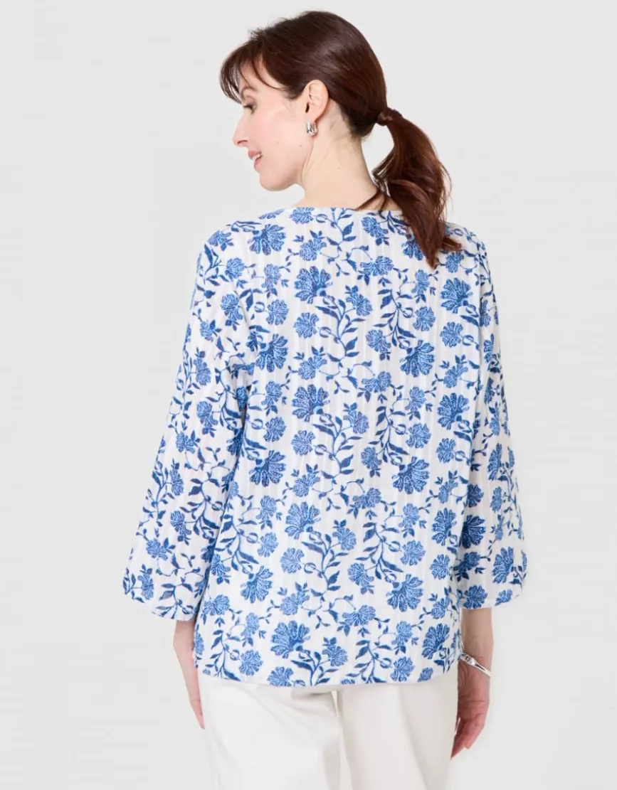 Blouse imprimé coton bleu