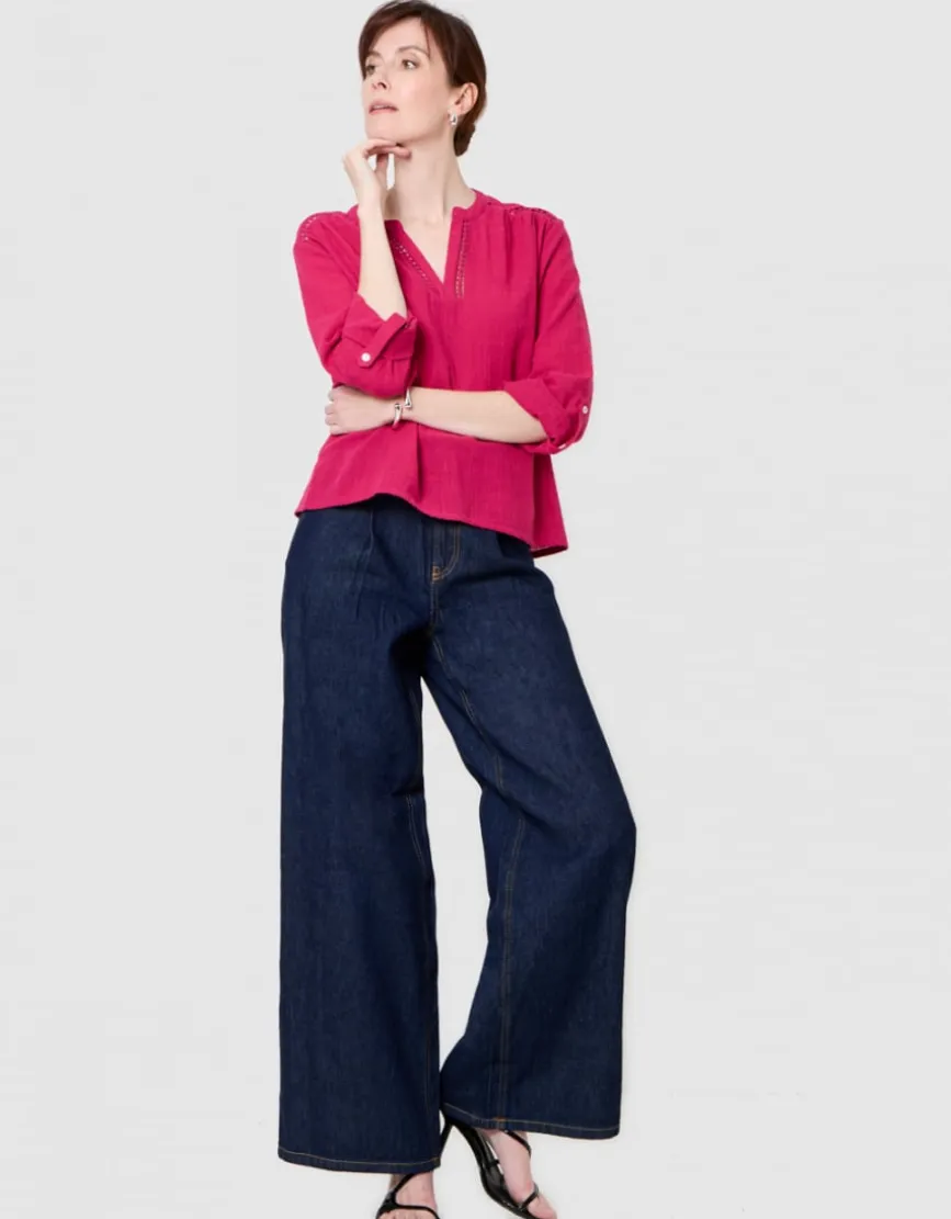 Blouse légère coton rose