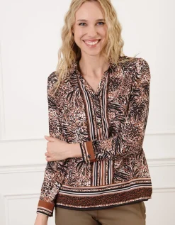 Blouse marron animalier