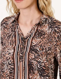 Blouse marron animalier