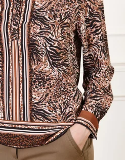 Blouse marron animalier