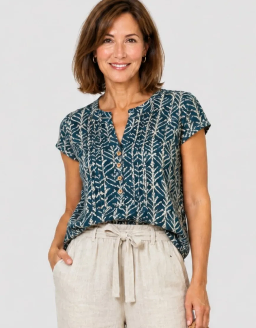 Blouse motif bleu