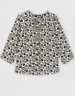 Blouse motif coton beige
