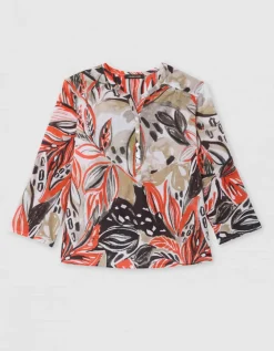 Blouse motif coton beige