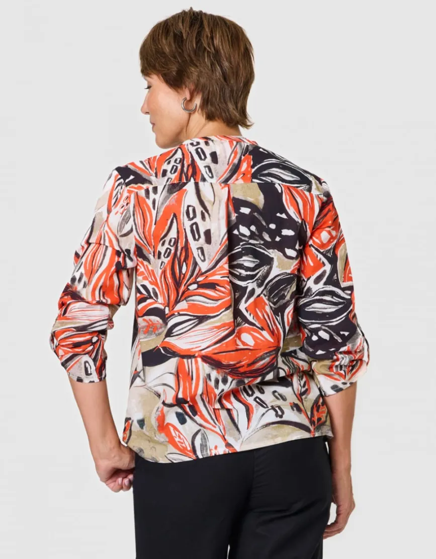 Blouse motif coton beige