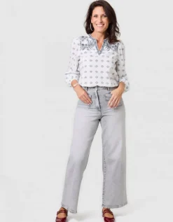 Blouse motif coton blanc