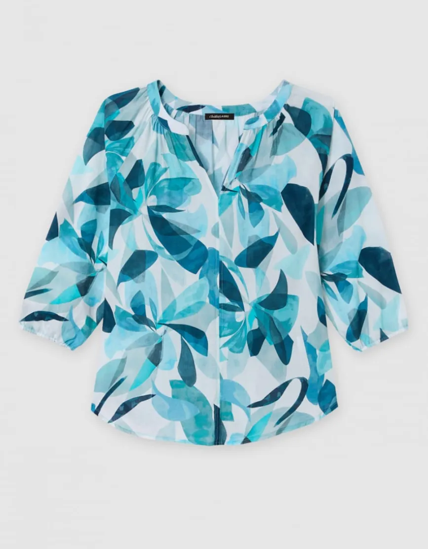 Blouse motif coton bleu