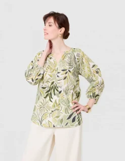 Blouse motif coton vert
