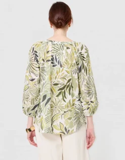 Blouse motif coton vert