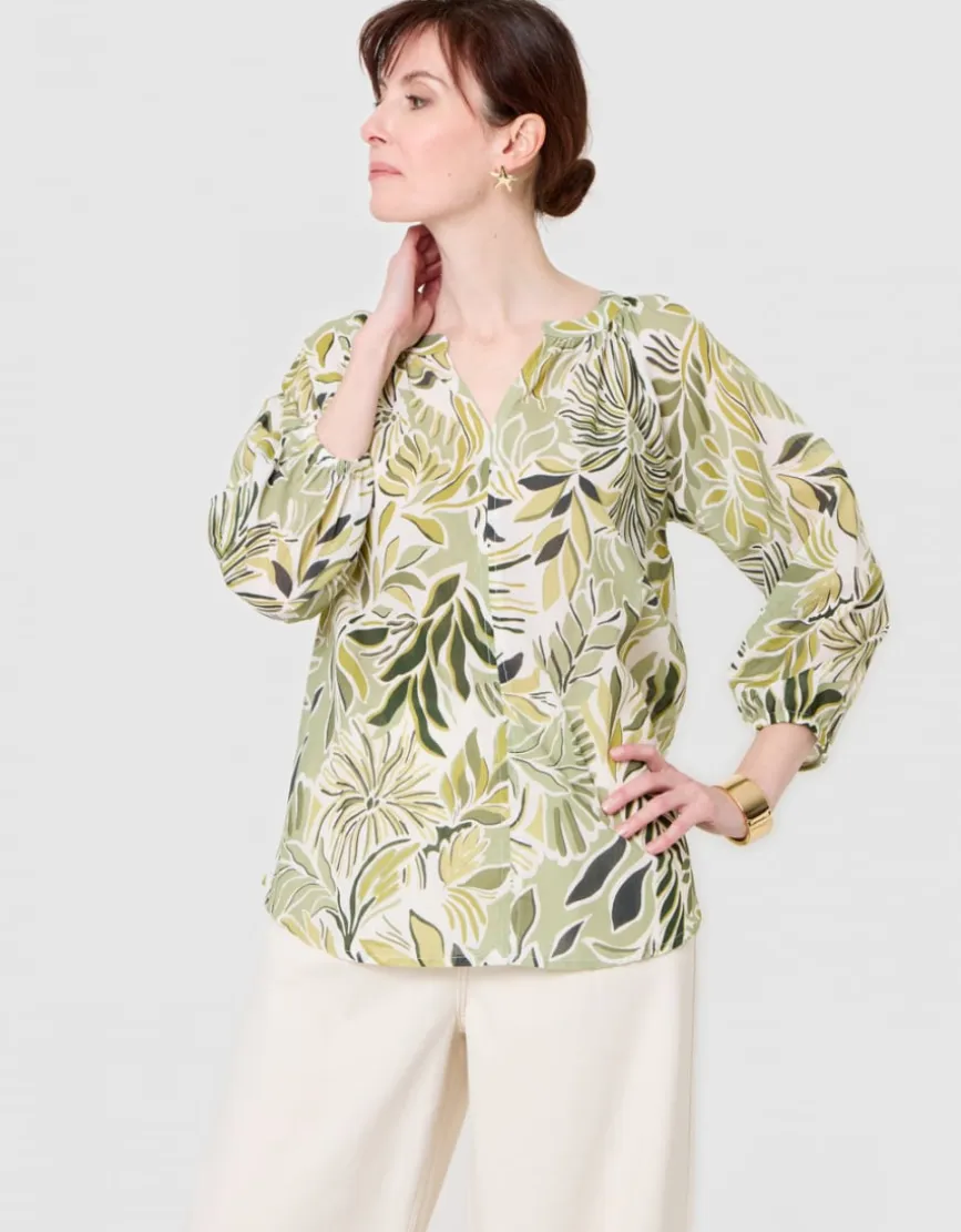 Blouse motif coton vert