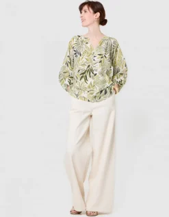 Blouse motif coton vert