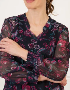 Blouse motif floral rose