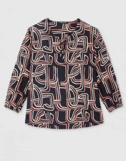 Blouse motif noir beige