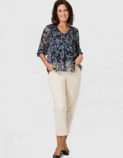 Blouse plissée motif bleu