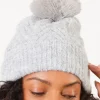 Bonnet gris pompon