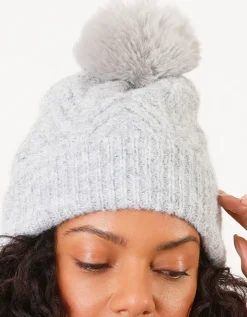 Bonnet gris pompon