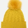 Bonnet jaune pompon