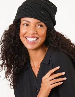Bonnet laine noir sequins