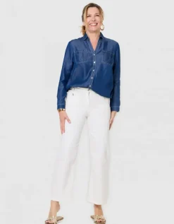 Chemisier coton bleu jean