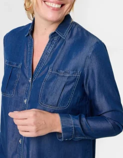 Chemisier coton bleu jean