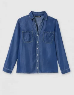 Chemisier coton bleu jean