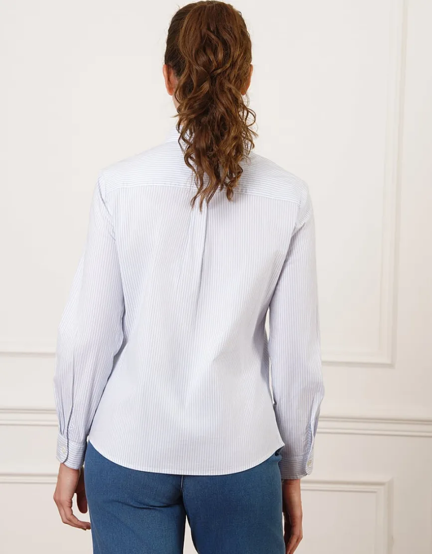 Chemisier coton rayé bleu