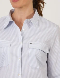 Chemisier coton rayé bleu